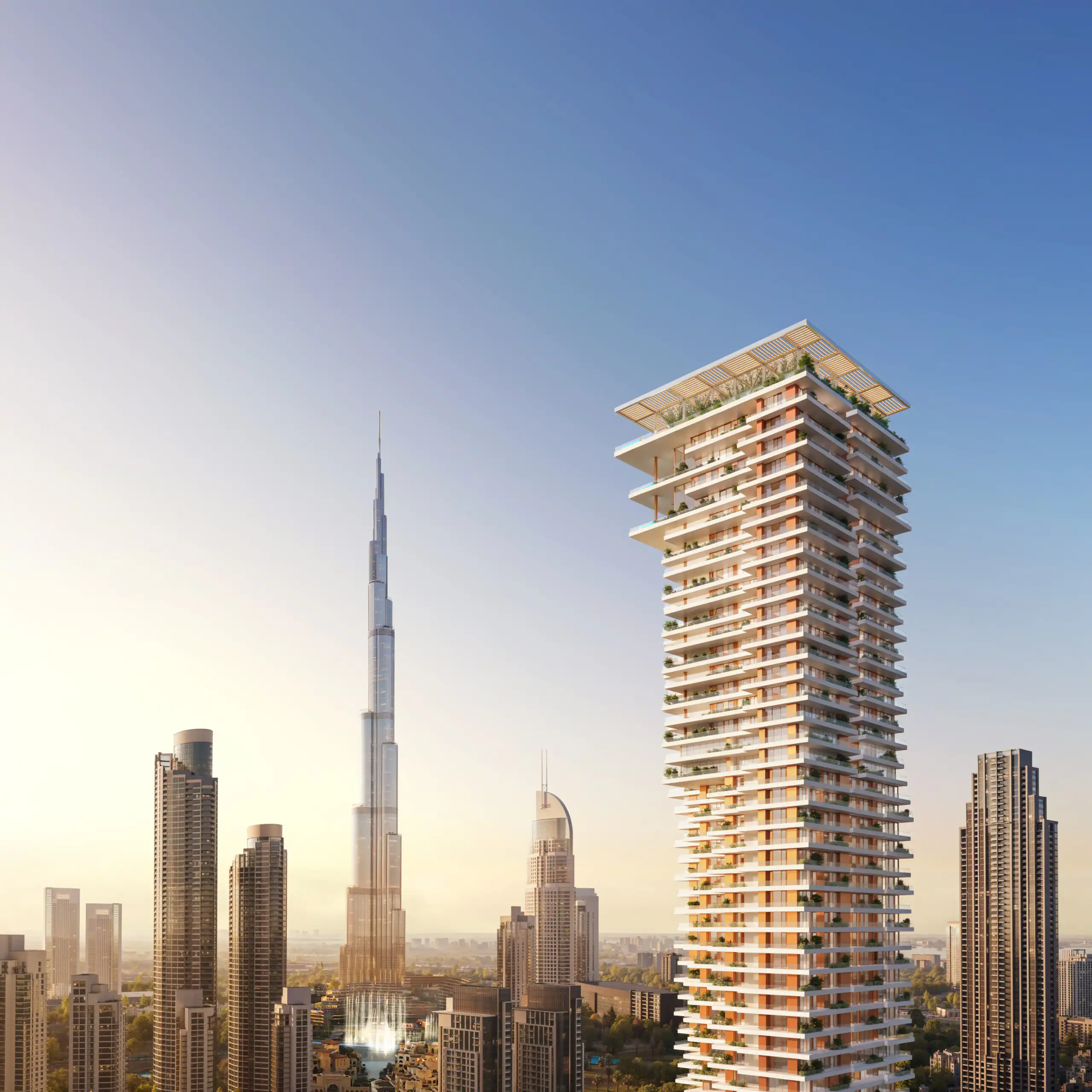 Contemporary residential tower in the Dubai skyline