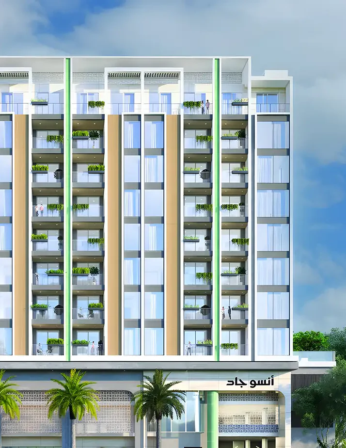 Mid-rise residential building context for a Dubai apartment interior project