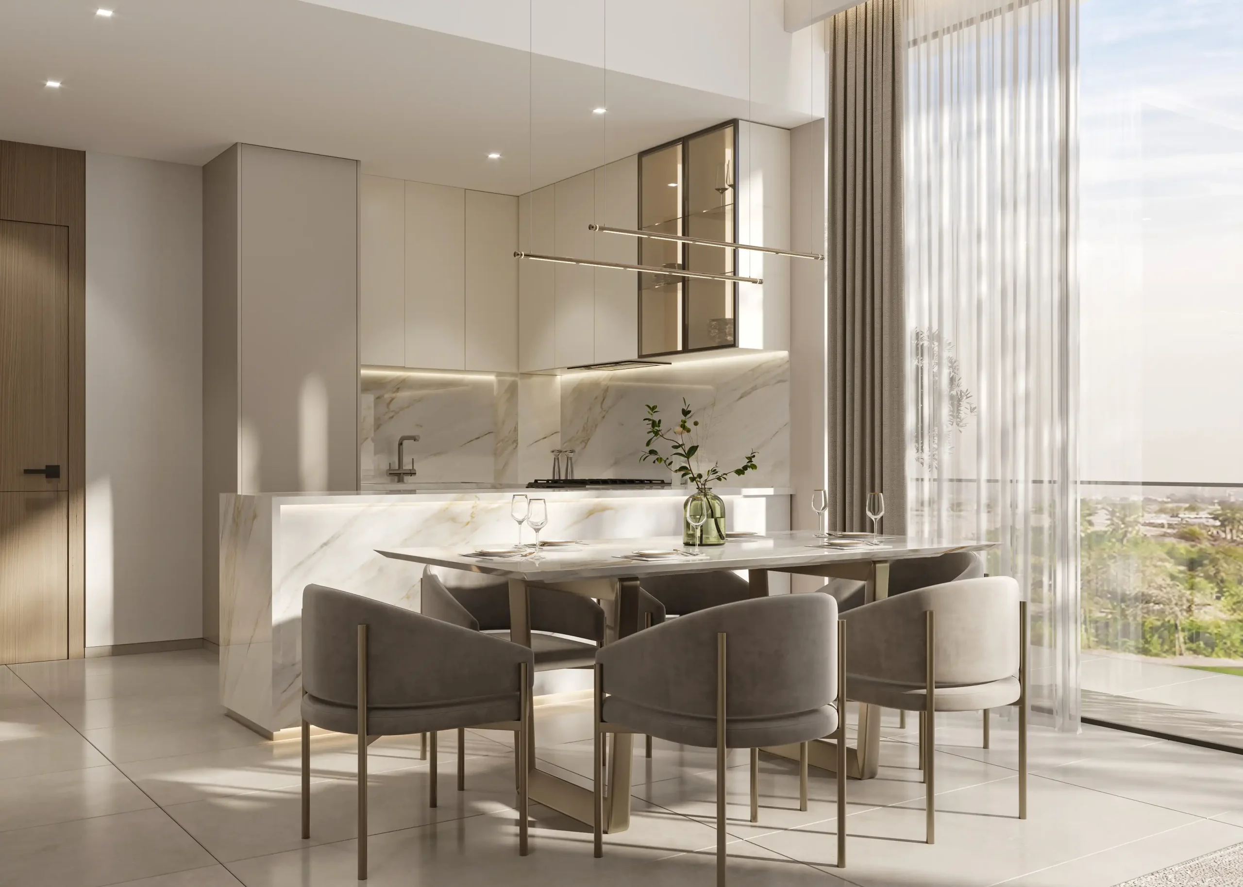 Custom kitchen and dining furniture for a Dubai residence